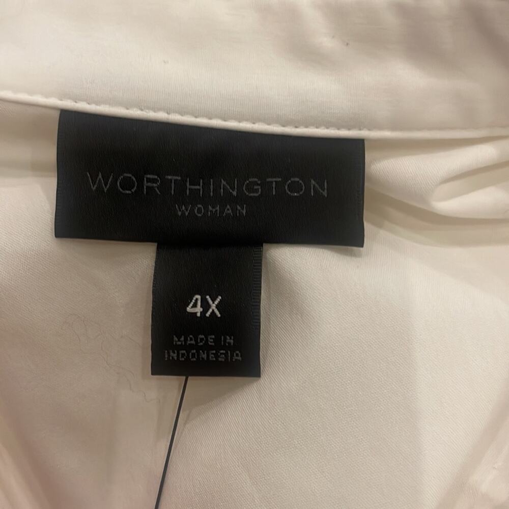 Worthington White Button Down 3/4 Sleeve Blouse - Size 4X - Picture 3 of 4
